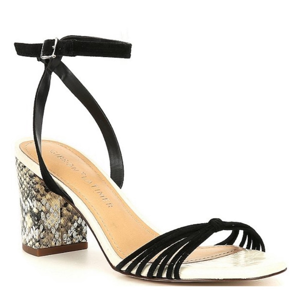 Gibson & Latimer Cordelia Block Heel Snake Sandals